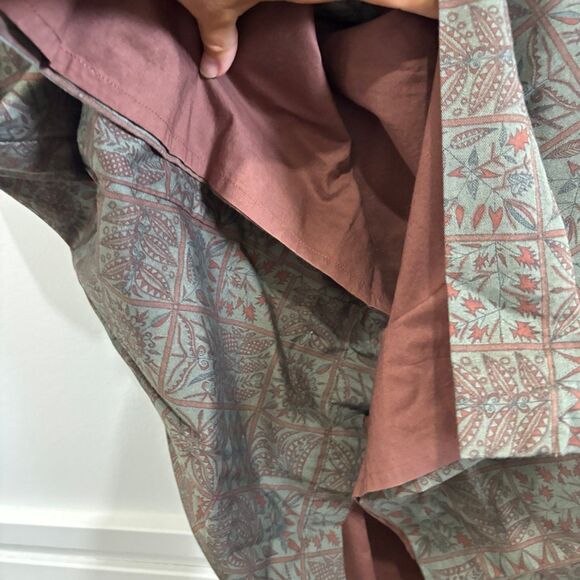 Peruvian Connection Women's Pima Button Down Maxi Coat Dress Green Brown Size M - Picture 6 of 8